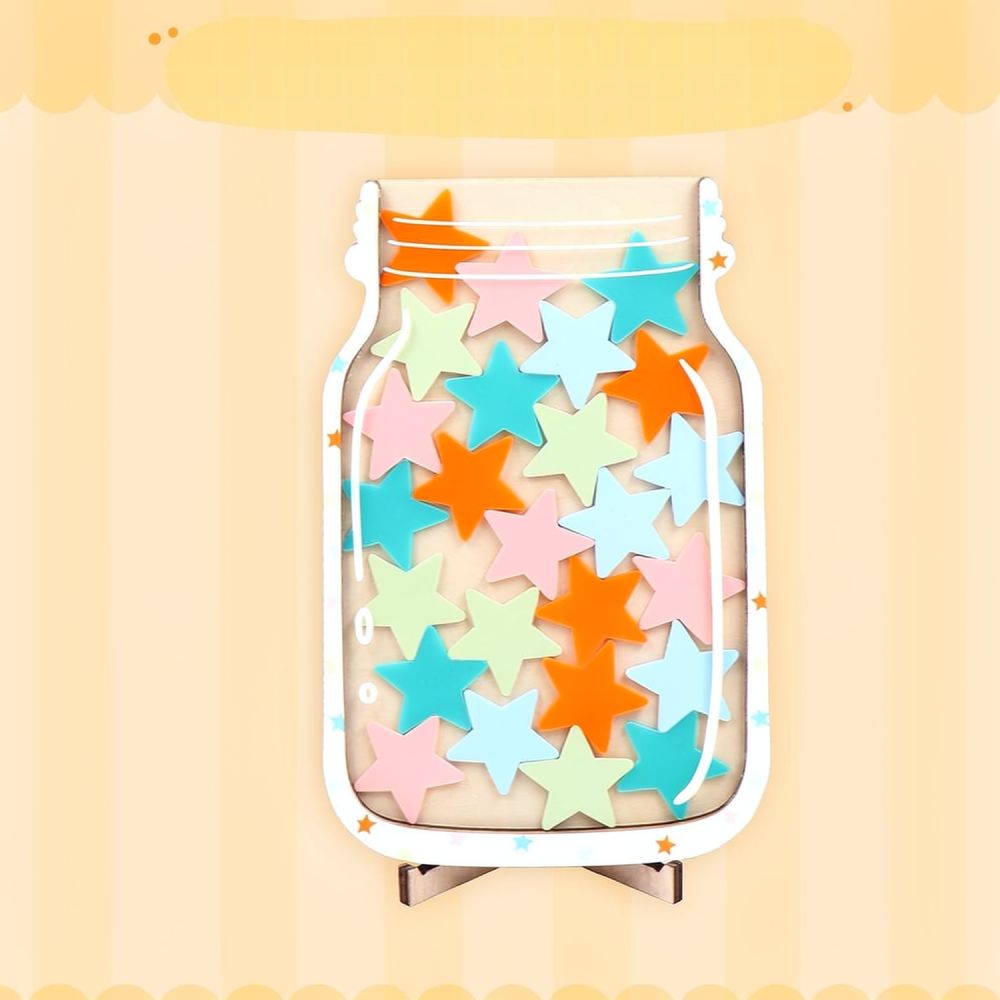 Cute Wooden Star Reward Jar Fo - Kids Education Motivation 评论和价格
